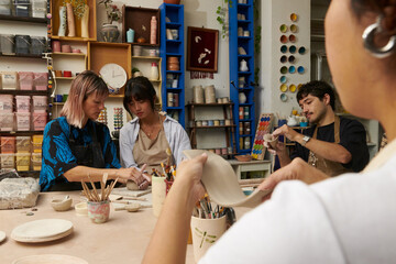 Owner on her pottery studio