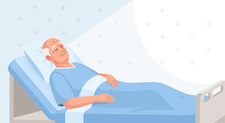 Obraz premium Elderly Patient Resting Comfortably In Hospital, Healthcare Illustration, Peaceful Scene