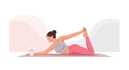 Elegant Illustration of a Woman Practicing Yoga in Peaceful and Serene Environment
