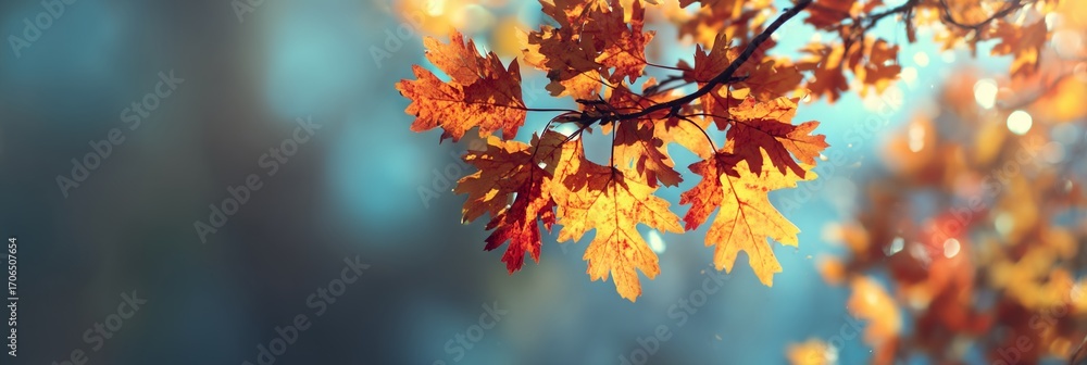 Poster leafy tree branch with a few leaves on it