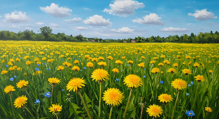 Obraz premium Impressionistic Dandelion Field