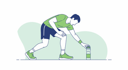Endurance Run Recovery Illustration: Illustrated Athlete Reaching For Hydration Bottle