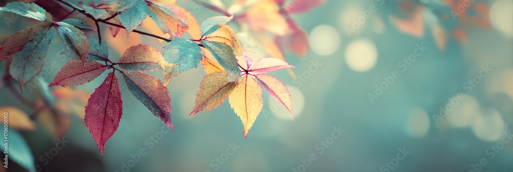 Poster leafy branch with a few leaves on it
