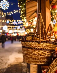 Festive market basket at night