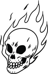 Flat Isometric Angry Horror Skull Head Side View with Open Mouth 