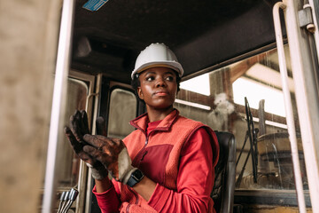 Female forklift driver