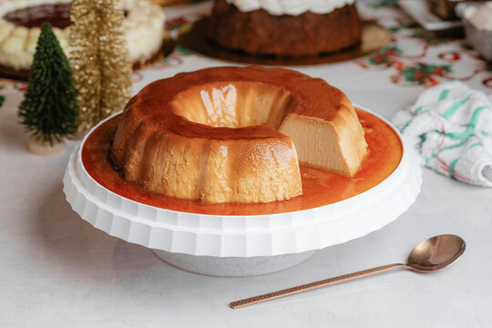 Homemade holiday flan