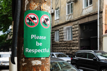  Respectful Behavior Sign in Urban Neighborhood
