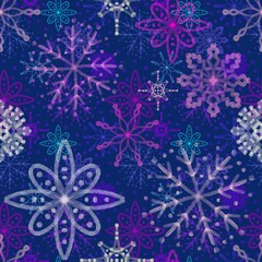Christmas ice scribble seamless snowflakes pattern for wrapping paper and fabric