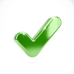 glass, green, glossy, 3d, checkmark, symbol, tick, icon, isolated, white background