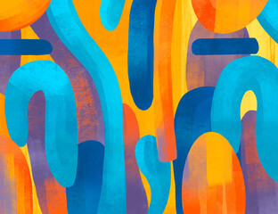 Colorful abstract design featuring fluid shapes and vibrant hues