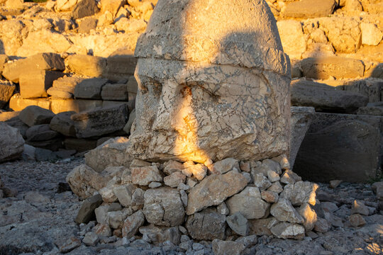 Ancient Sculptures at Mount Nemrut During Sunset