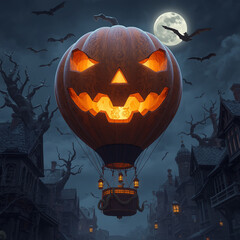 halloween background with pumpkin and bats
