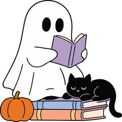 Cute Ghost Halloween Typography Vector T-Shirt Design