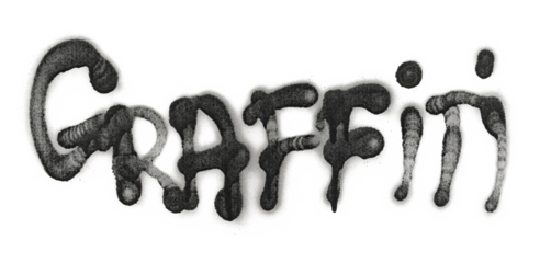 Graffiti, spray stain paint word, isolated on white