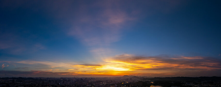 Sunset flaming clouds