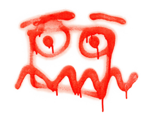 Graffiti, spray stain symbol isolated on white	