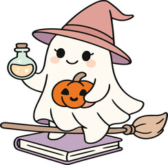 Cute Ghost Halloween Typography Vector T-Shirt Design