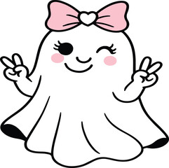 Cute Ghost Halloween Typography Vector T-Shirt Design
