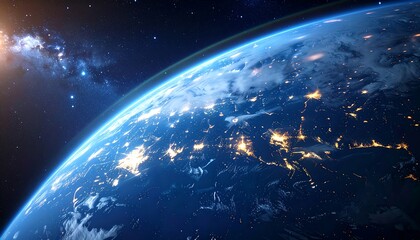 Obraz premium Earth from space, night view, city lights