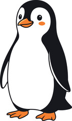 A charming illustration of a penguin rendered in a pixel art style.