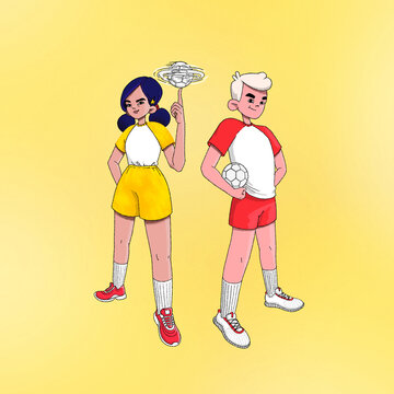 Sporty Teen Characters in Athletic Uniforms
