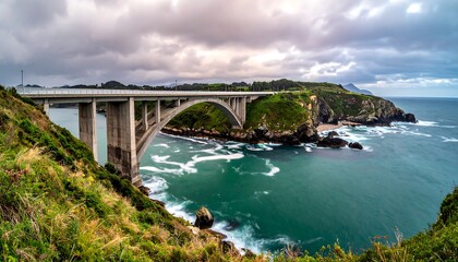 Dramatic coastal bridge panorama