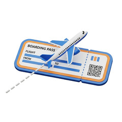 3D Airplane Flying Through Ticket Icon isolated on white background