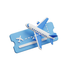3D Airplane Flying Through Ticket Icon isolated on white background
