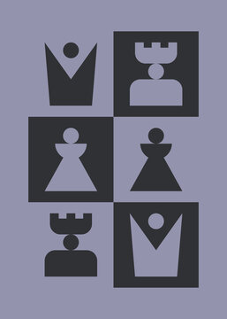 Poster design with geometric chess pieces