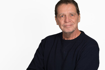 Fototapeta premium Headshot of an Elderly Caucasian Man with a scruffy beard isolated on a White Background