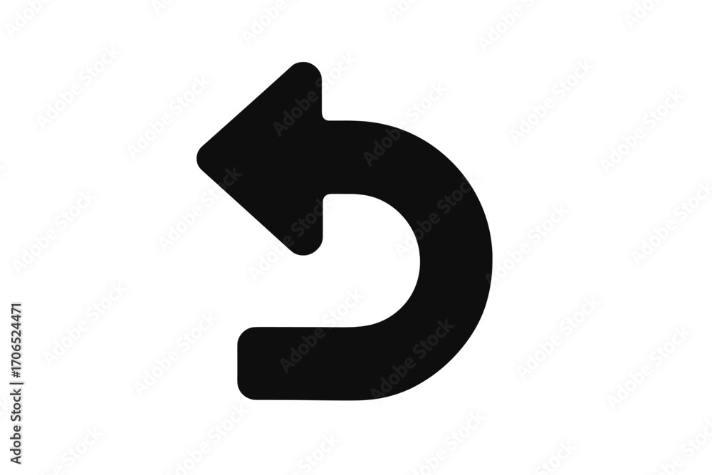 Poster black arrow indicating left direction, symbolizing back navigation or returning to a previous state