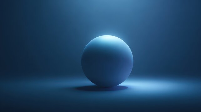 Mysterious Blue Sphere Bathed in Ethereal Light, Minimalist Abstract Glow.