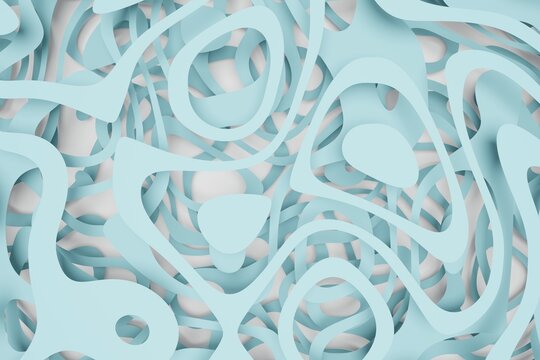 Layered abstract shapes in light blue tones