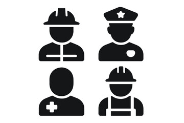 Different professions represented by silhouettes of emergency responders and workers in plain attire
