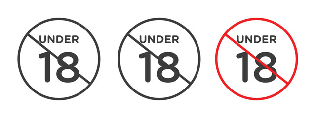 No under eighteen sign style illustration. EPS 10 file