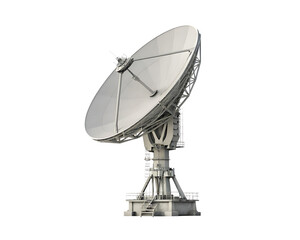 large satellite dish antenna isolated on white background, png, ai generated