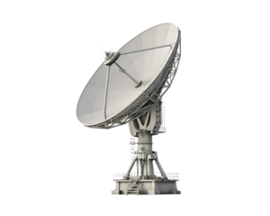 large satellite dish antenna isolated on white background, png, ai generated