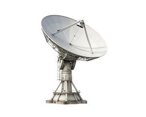 large satellite dish antenna isolated on white background, png, ai generated