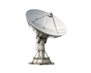 large satellite dish antenna isolated on white background, png, ai generated