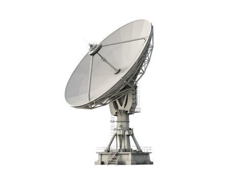 large satellite dish antenna isolated on white background, png, ai generated