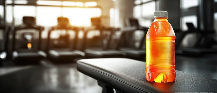 Orange sports drink bottle gym