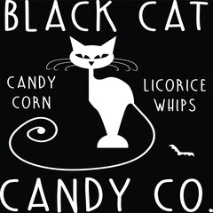 Black Cat Halloween Cat Vector Illustration T-Shirt Design