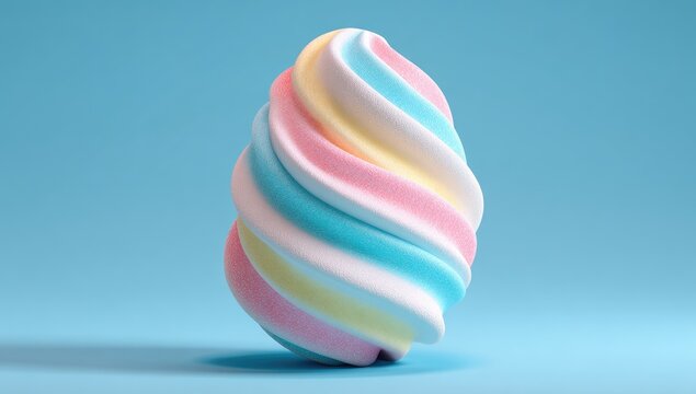 Swirled pastel confection against a light blue backdrop