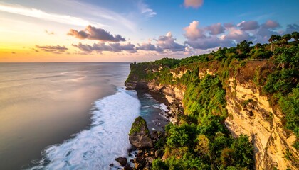 Fototapeta premium Dramatic coastal cliffs at sunset (1)