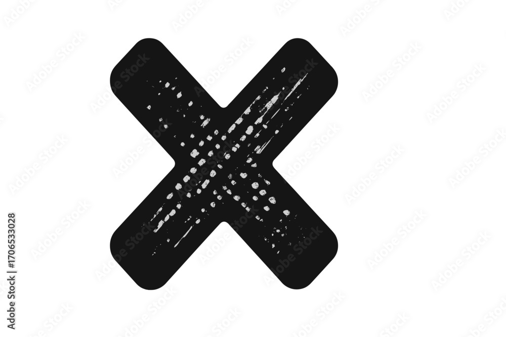Aufkleber bold black cross symbol on a plain white background representing striking contrast and simplicity in