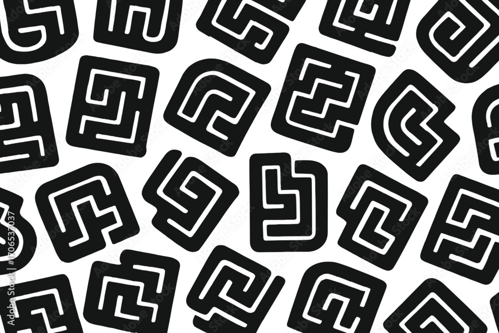 Aufkleber black and white abstract patterns featuring geometric shapes on a contrasting background