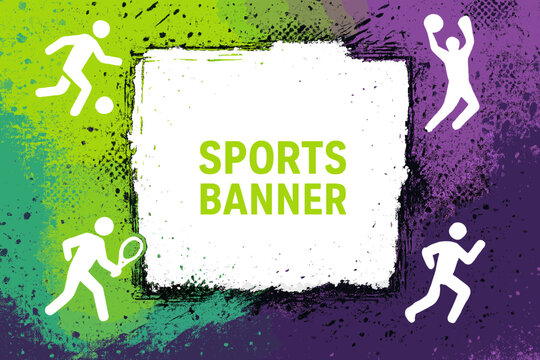 Dynamic sports banner showcasing various athletic activities and promoting an active lifestyle for unique events and competitions