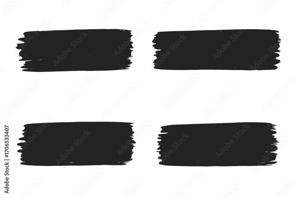 Aufkleber black brush strokes arranged in four rectangular shapes create a vibrant artistic element for backgr