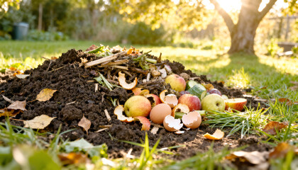 Compost Heap with Organic Food Waste – Sustainable Gardening, Eco-Friendly Soil Fertilizer, Zero Waste Lifestyle